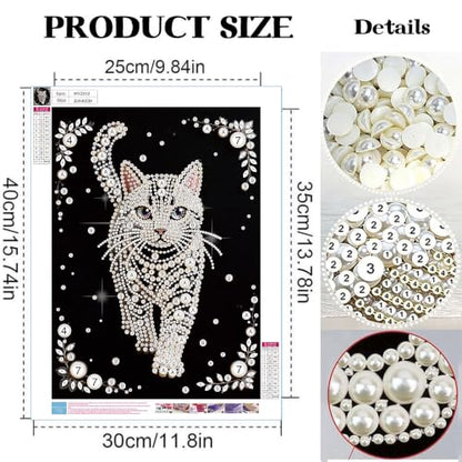 2 Pack Cat Diamond Art Pearl Painting Kits for Adults (12×16 inch) - color: WYZ012+WYZ180