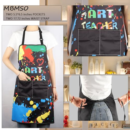 MBMSO Painting Artist Apron with Pockets Artist Painter Gifts Art Lover Gift for Art Teacher Student Painter Apron Waterproof - color: Art Teacher Apron-black