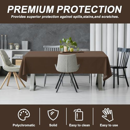 54IN X 320FT Plastic Table Cover Roll with Cutter Box, Cut to Size Plastic Table Cloths for Parties, Birthday, (Brown, 54"x3840"(Rectangular)) - color: Brown, size: 3840" x 54" (Rectangular)