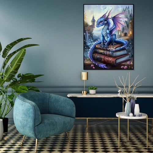 Diamond Art Kits for Adults,Dragon and Book Diamond Painting Kits 12 x 16in | Diamond Painting Kit - Sparkling Full Drill Design Perfect for Home Decor, Holiday Gifting, And Relaxing Crafting 12x16inch - color: DP03042