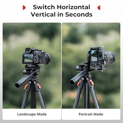 SmallRig Aluminum Camera Tripod Stand AP-30, 67.7" Travel Tripod with Phone Clip & Carry Bag, Portable Tripods with Quick-Flip Lock Legs, for Live Streaming and Vlogging, Max Load 11lb - style: AP-30