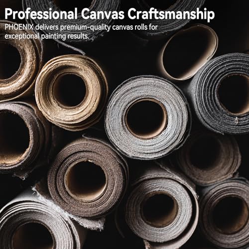 PHOENIX 72 Inch Wide x 3 Yards (9 Feet) Long Canvas Roll | 100% Cotton 11 Oz. Gesso Primed, Ready to Use Unstretched Professional Roll of Canvas for Oil & Acrylic Painting - size: 72 inch x 3 yard, style: 11 oz.