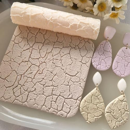 Polymer Clay Texture Roller Work with Polymer Clay Cutters for DIY Earrings Jewelry Making Craft Supplies (Texture A)