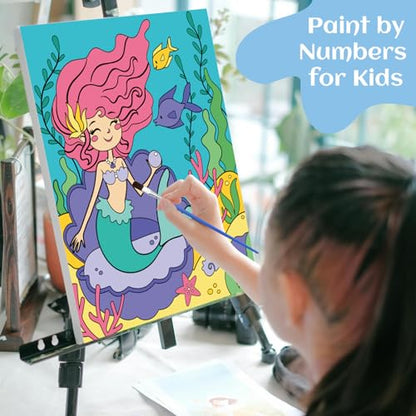 goldentime 3 Pack Kids Paint by Numbers Ages 4-8-12 Includes 8x10 inch Framed Canvas with 19 Acrylic Paints, 5 Brushes Fun and Easy Predrawn Canvas for Painting Kids - color: seaworld