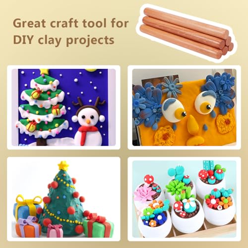 OLYCRAFT 10Pcs 11.8 Inch Classic Wood Rolling Pins Clay Rolling Pins - size: 11.8 inch