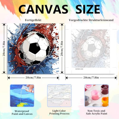 Soccer Paint by Numbers Kit for Adults Beginners & Kids Ages 8-12, 8x8 Inch - color: style-14