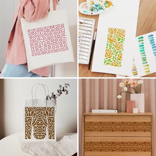 20pcs Flower Stencils for Painting Texture Stencils for Crafts Reusable Plant Patterns Floral Templates for Painting on Wood Wall Furniture Card Canvas Fabric Paper Scrapbook - style: Floral Plants