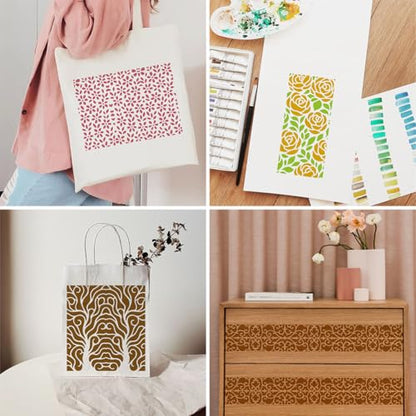 20pcs Flower Stencils for Painting Texture Stencils for Crafts Reusable Plant Patterns Floral Templates for Painting on Wood Wall Furniture Card Canvas Fabric Paper Scrapbook - style: Floral Plants