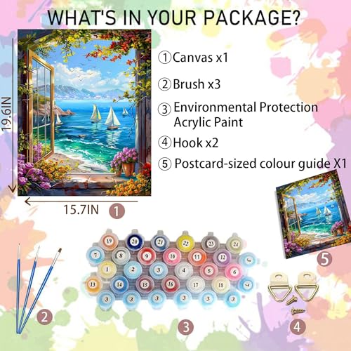 Arttoplus Beach Paint by Numbers Kit for Adults Beginner 16x20 inch - color: MT22035-US