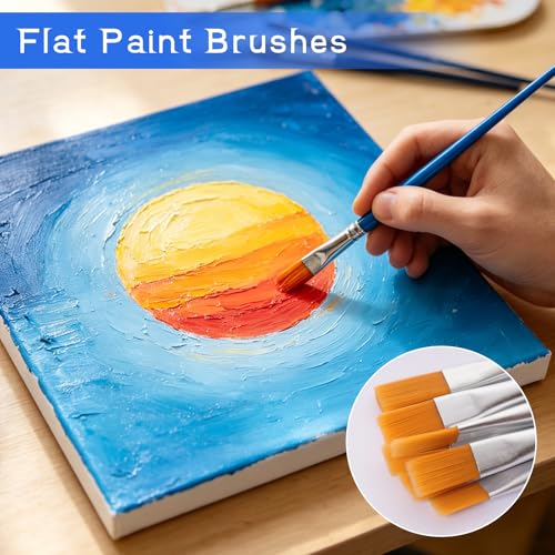 100 Pcs Acrylic Paint Brush Set Nylon Hair Round Flat Tip Paint Brushes Bulk for Classroom Crafts Oil Watercolor Painting Artist Professional Kits