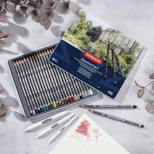 Derwent Graphitint Pencils, Metal Tin, 24 Count (0700803) - size: 1 Count (Pack of 24)