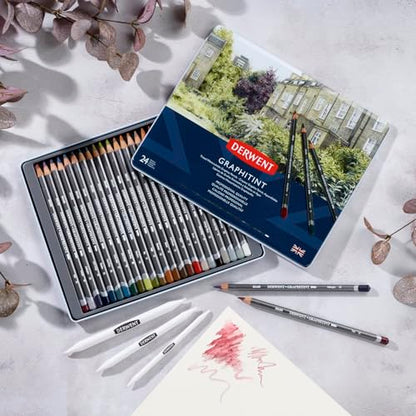 Derwent Graphitint Pencils, Metal Tin, 24 Count (0700803) - size: 1 Count (Pack of 24)