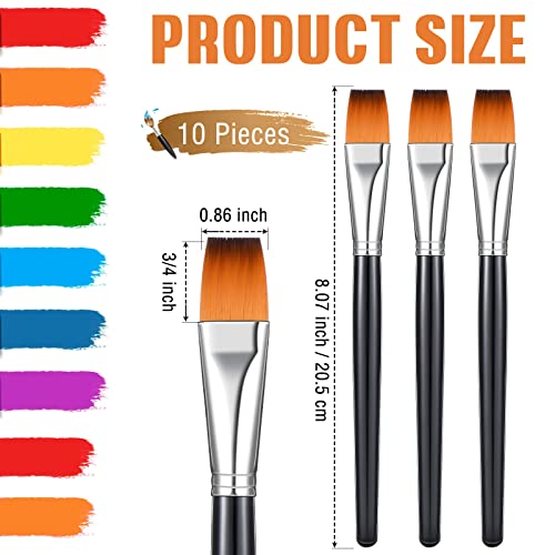 Zonon 10 Pcs 3/4 Inch Flat Paint Brushes Acrylic Painting Craft,Brown - color: Black
