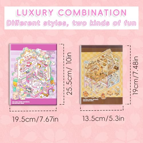 3D Sticker Scene Book 2-Pack | 67 Pages, 26 Immersive Scenes, DIY Miniature Diorama Kit, Stress Relief & Focus - color: 2-book Set | 67 Sheets (7.7x5.4in & 10.3x7.9in)
