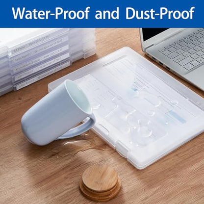 6 Packs A4 Paper Storage Boxes, 8.5 x 11 Plastic Portable Project Case for US letter Size and A4 paper, Plastic Multi-Purpose Thick Scrapbook Storage Box for Office (12.6"L x 9.5"W x 0.94"H) - size: 12.6"L x 9.5"W x 0.94"H