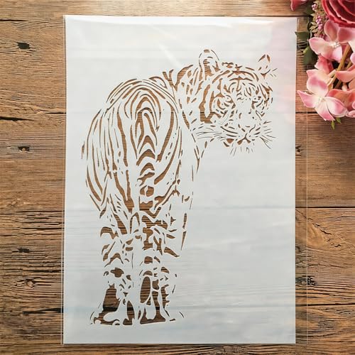 TIAMECH A4 Reusable Walking Tiger Stencil for Painting - style: Walking Tiger