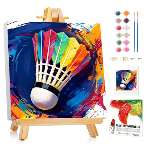 XTCIXAL Paint by Numbers Kit for Kids, Badminton, 8X8 inch - color: 06-Badminton