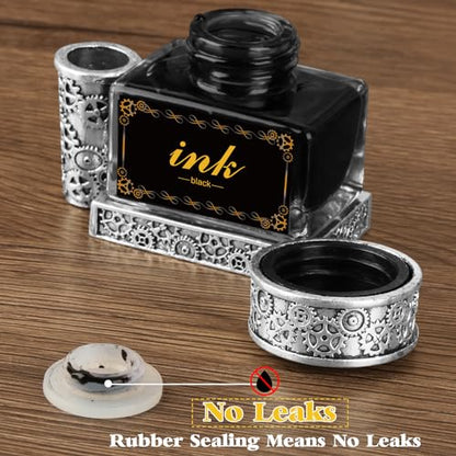 Calligraphy Ink Pen Ink Black,15ml Black Ink,2-in-1 Pen Holder Ink,Suitable for quills Quill Pen dip Pen Calligraphy Pen Drawing Pen,Carbon Free Ink for pens