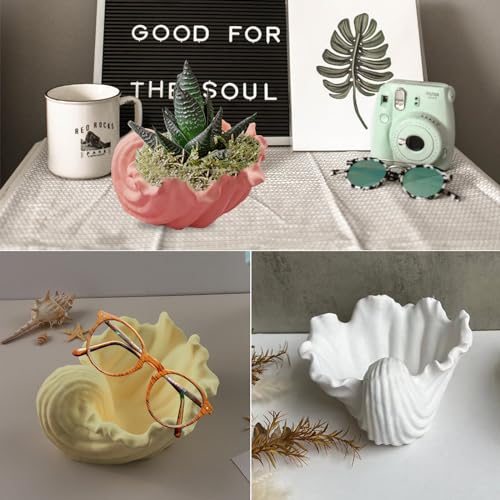 Wehous Unique Holder Resin Molds Silicone, Wave Shell Tray Silicone Mold, Bowl Epoxy Resin Casting Mold for DIY Jewelry Plate Candle Holder Candy Container Storage Craft Gift - color: Wave Shell Tray