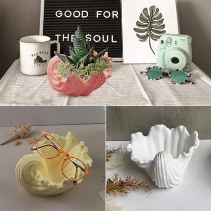 Wehous Unique Holder Resin Molds Silicone, Wave Shell Tray Silicone Mold, Bowl Epoxy Resin Casting Mold for DIY Jewelry Plate Candle Holder Candy Container Storage Craft Gift - color: Wave Shell Tray