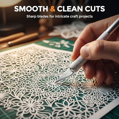 Nicpro 120 PCS #11 Hobby Blades Refill Set, SK-5 High Carbon Steel Utility Art Blades Replacement with Storage Case for Craft, Hobby, Scrapbooking,Cutting, Carving,Stencil - size: #11