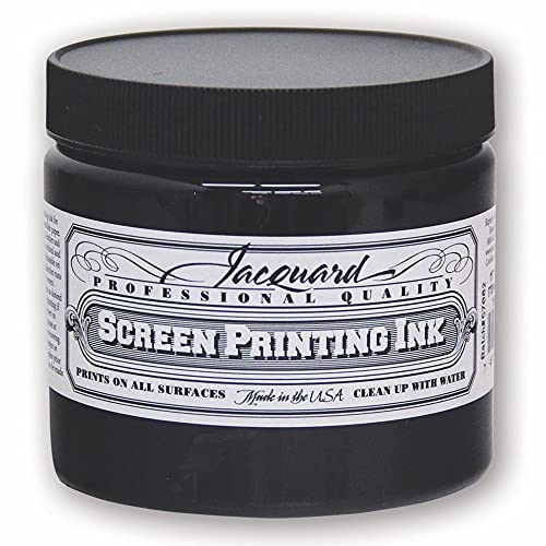 Jacquard Professional Screen Print Ink, Water-Soluable, 16oz Jar, Black (117)