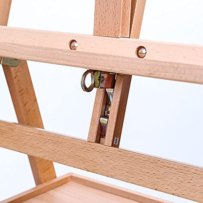 Mont Marte Signature Tilting Box Floor Easel Beech Wood, Holds Canvases up to 92cm (36.2in) in Height, Angle Adjustment, Sturdy Base, Built-in Drawers for Art Supplies, Artist Painting Easel. - color: Light Brown
