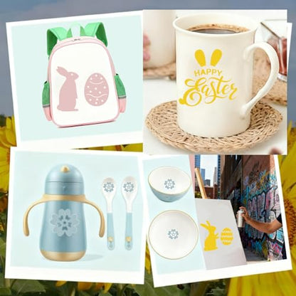 24 Pcs Small Easter Painting Stencils Happy Easter Reusable Plastic Art Craft Stencils 3X3 Inch for Painting On Wood Wall Glass Fabric Rock Canvas with Eggs Bunny Rabbit Pattern - style: Easter Style