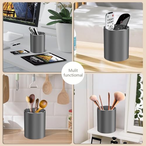Pen holder, aluminum alloy waterproof pen holder, desktop simple and modern minimalist, multifunctional office supplies for families, kids and schools Grey - color: Grey