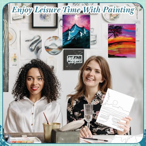 Sherr 12 Pcs Pre Drawn Canvas Pre Printed Canvas for Adults Sip and Paint Party Canvases Painting Kit for Summer Easter Mother's Day Party Favor(Natural Scenery,8 x 10 Inch) - size: 8 x 10 Inch, style: Natural Scenery