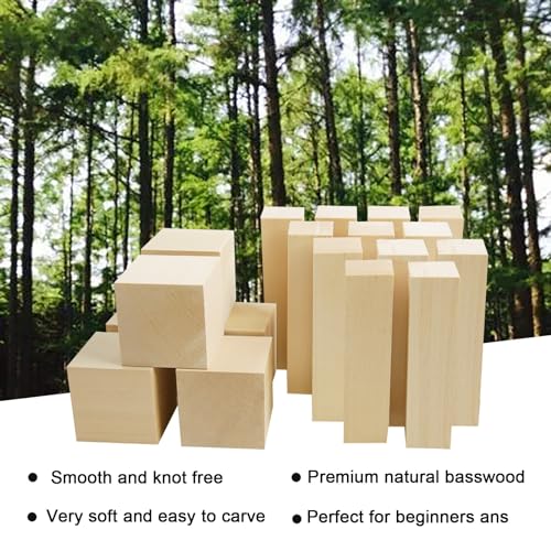 18 pcs Basswood Carving Blocks Whittling Wood Carving Blocks Basswood for Carving Wood