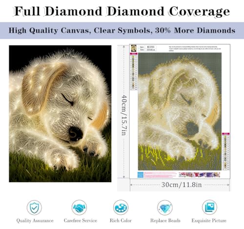 HHMATITS Dog Diamond Art Kits for Adults, Diamond Art Painting 12x16IN - color: Dog