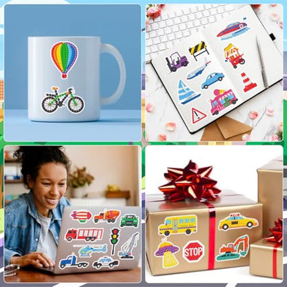 Labeol Diamond Art Kits for Kids Boys and Girls Ages 6-8-10-12 Easy to DIY Creative Diamond Art Sticker Craft by Numbers Kits for Kids and Adult Beginners (Transportation) - style: transportation