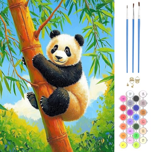 NAIMOER Panda Paint by Numbers Kits for Adults Beginner, Animals Color by Numbers on Canvas Painting Craft Kits for Adults Without Frame, Easy Paint DIY Acrylic for Home Wall Decor 12 X16 Inch - color: Panda