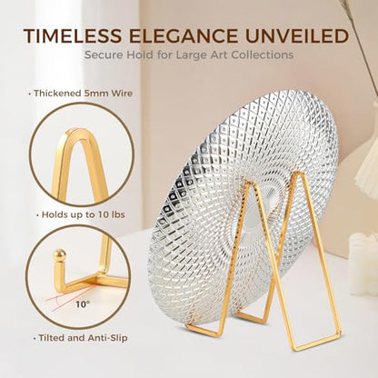Plate Holder Easel Display Stand - 8 inch Metal Plate Stands for Display - Tabletop Picture Stand - Gold Iron Easels for Display Pictures | Photo Frames | Book | Decorative Plates | Plaque -2 Pack - size: 8 inch-2