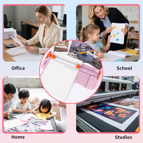 A4 Paper Cutter Slider 12 Inch Paper Trimmer Photo Cutter, Pink - color: Pink