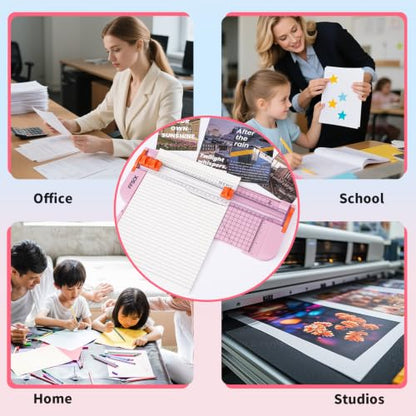 A4 Paper Cutter Slider 12 Inch Paper Trimmer Photo Cutter, Pink - color: Pink