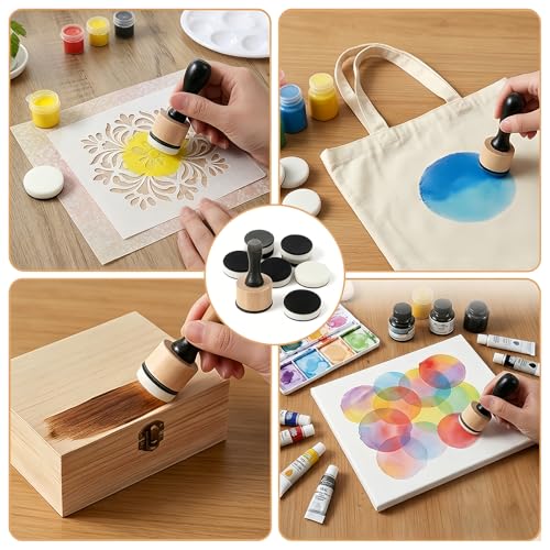 46 Packs Mini Ink Blending Tool Set, 2 Round Mini Applicator Tools and 44 Replacement Foam Pads for Crafting Scrapbooking Painting Drawing Art Supplies