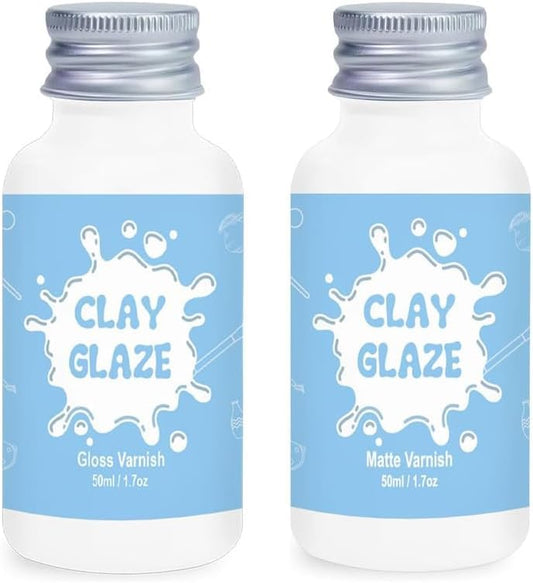 2 x 50ml Air Dry Clay Glaze, Protect Clay Surfaces, Gloss & Matte Glaze | Gloss & Matte Glaze, Air Dry Clay Varnish, Waterproof, Dustproof,Prevents Clay Scratches & Wear - size: gloss+matte