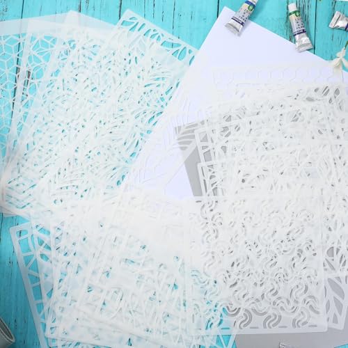 24Pcs Stencils for Painting, Geometric Pattern Stencils for Crafts Reusable, Wall Stencil for Painting Patterns, Spray Paint Layering Stencil for Paint On Wood(2 Size)