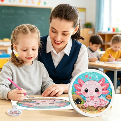 Arttoplus Axolotl Diamond Art Kits for Kids with Round Frame 8x8 inch - color: CC1126-US