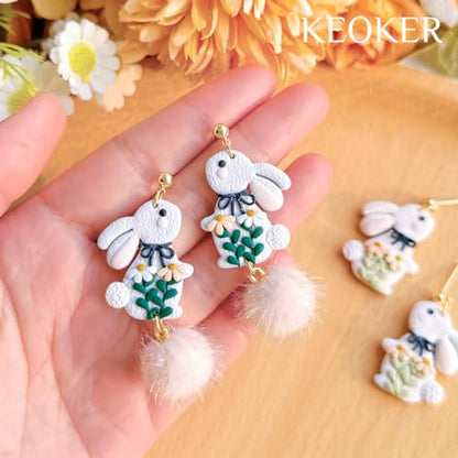 KEOKER Polymer Clay Earring Cutters Easter, 11 Shapes Easter Bunny Clay Cutters for Polymer Clay Jewelry - color: Easter clay cutters B