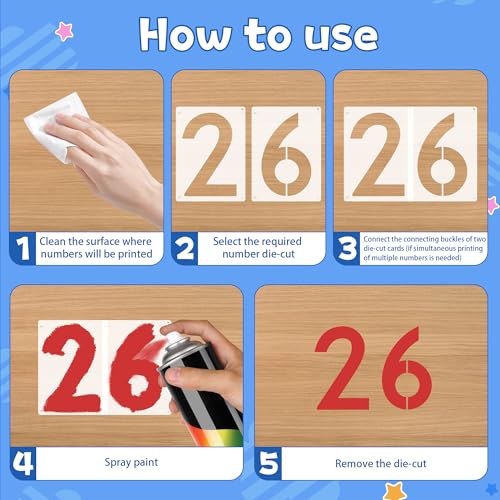10PCS Number Stencils,5 Inch Plastic Number Stencils Paint Templates - size: 5 Inch