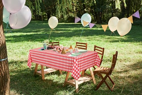 Utopia Kitchen Plastic Table Cloth Disposable (12 Pack - 54x108 Inch) Red Checkered Rectangle Tablecloth Waterproof Stain Resistant Party Table Cover - color: Red Check, size: 54X108 Inch - 12PC