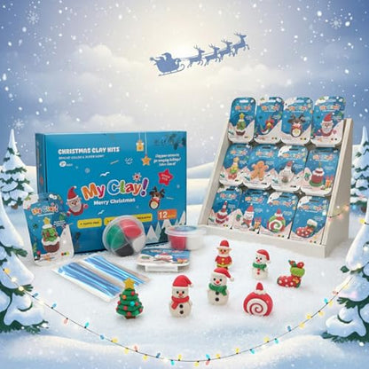 Air Dry Clay for Kids, 12 Christmas Modeling Clay DIY Model Magic Clay Kit with Tools&Tutorials, Soft&Non-Sticky, Safe&Non-Toxic, Creatible Art Crafts Toys Gifts for Kids,Christmas Crafts Xmas Gift - color: 12 Packs Christmas Clay Kit