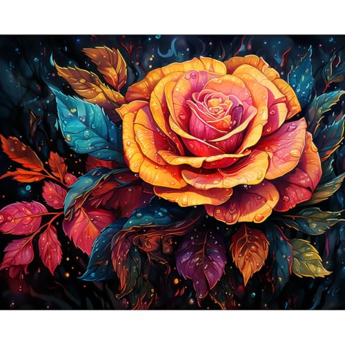 Craftoria Paint by Numbers for Adults 40"x50"cm NO Framed Floral Abstract Rose Hues 48 Colors - color: Abstract Rose Hues - 48 COLORS, size: NO Frame