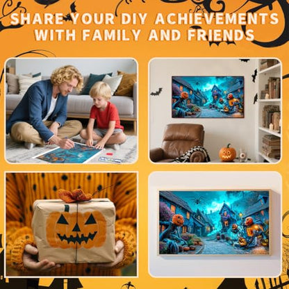Ohhvvow Halloween Diamond Painting Kit Pumpkin Ghost Scene | 16x20 Full Drill Round Diamond Kit w/Tools. Haunted Pumpkin Ghost Battle Scene. Halloween DIY Wall Decor - color: Pumpkin Wars