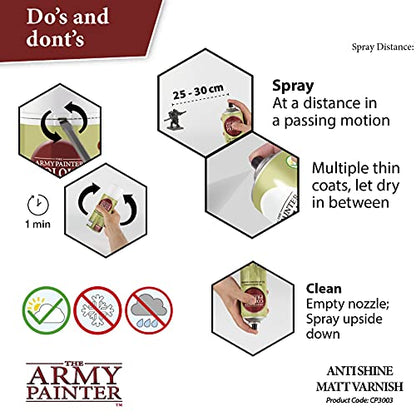 The Army Painter Anti Shine Matt Varnish for Miniature Painting - Acrylic after Quickshade Protector Spray Varnish for Miniatures, 400ml - color: Matt Varnish