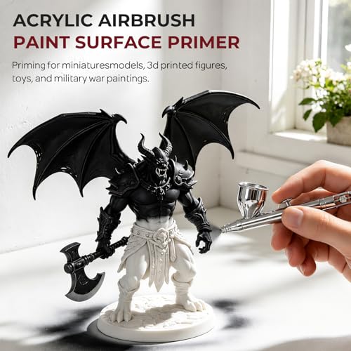 Nicpro Black, Gray, White Surface Primer Airbrush Paint (2oz), Matte Finish | Ready To Spray Air Brush Acrylic Primer Paints for Beginners & Artists Priming Plastic Models, Miniature, Figures, Crafts - color: 3 Colors, size: 2 Fl Oz (Pack of 3)