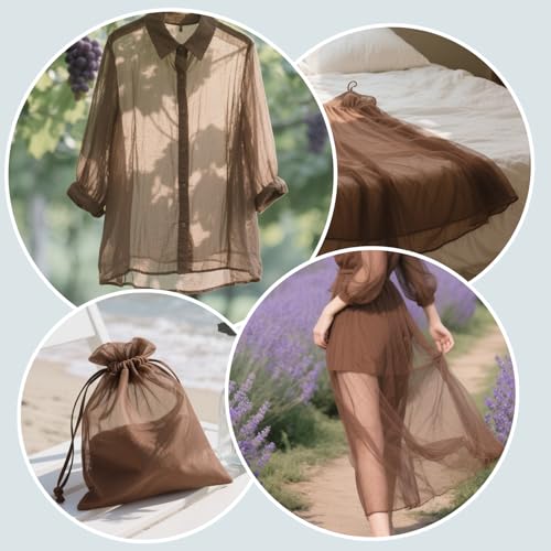 59" x 72"(2 Yards) Brown Mesh Fabric | Slightly Stretchy for Sewing Projects, Backpack Pocket and Straps, Netting Clothes and Shopping Bag - color: Brown